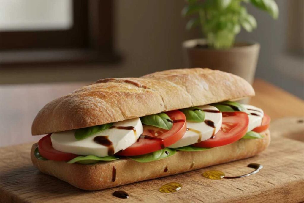 healthy sandwich recipe caprese with fresh mozzarella tomato basil