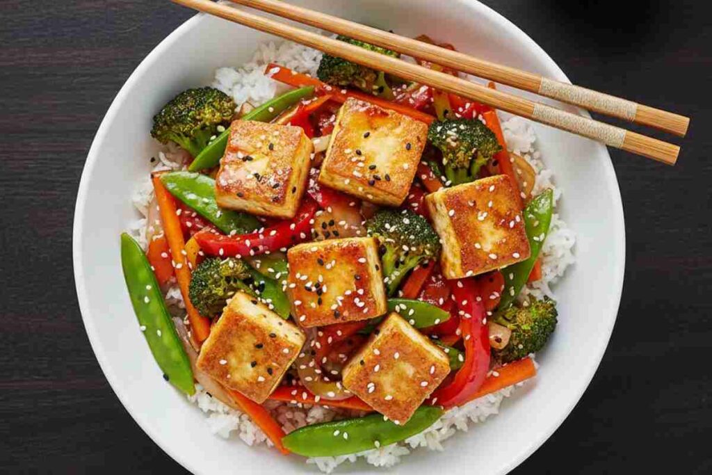easy vegan dinners tofu stir fry vegetables Asian professional styling