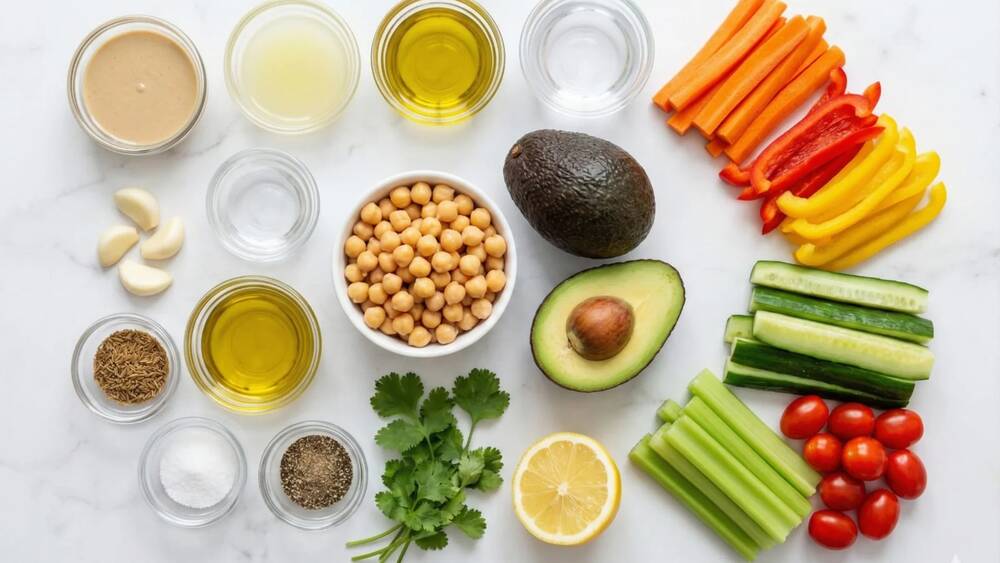 avocado hummus ingredients chickpeas fresh avocado lemon garlic tahini