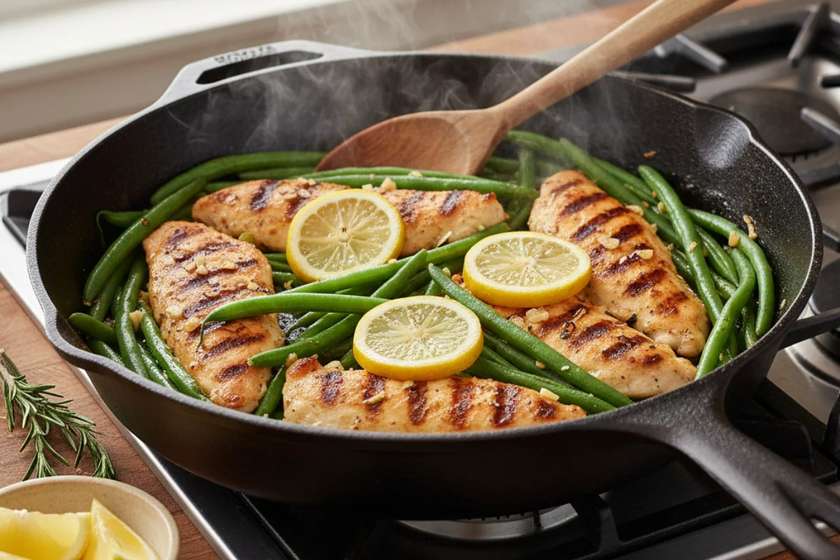 15-minute healthy dinners lemon garlic chicken with green beans one pan meal