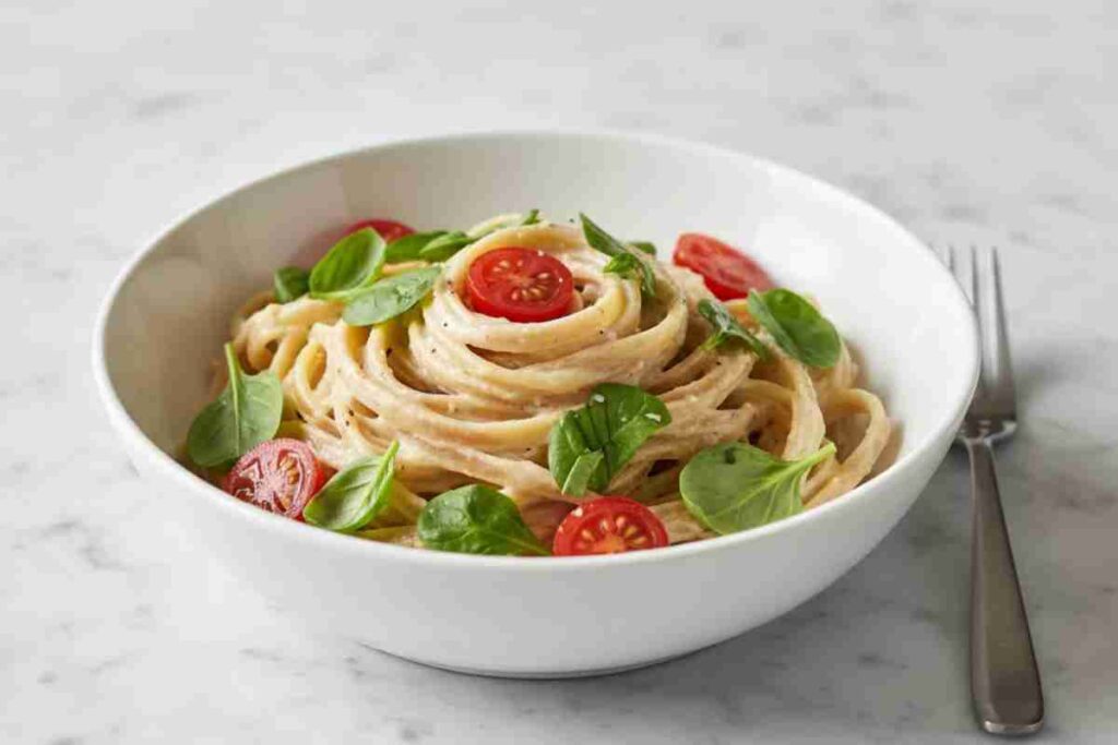 easy vegan dinners creamy cashew pasta sauce professional food photography