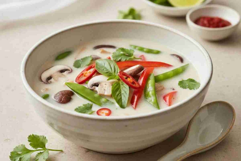 easy vegan dinners thai coconut soup Asian cuisine professional photography
