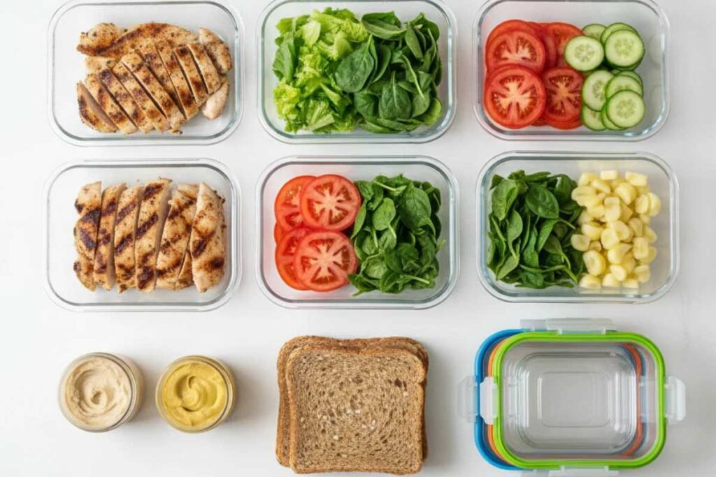 healthy sandwich recipe mason jar meal prep components