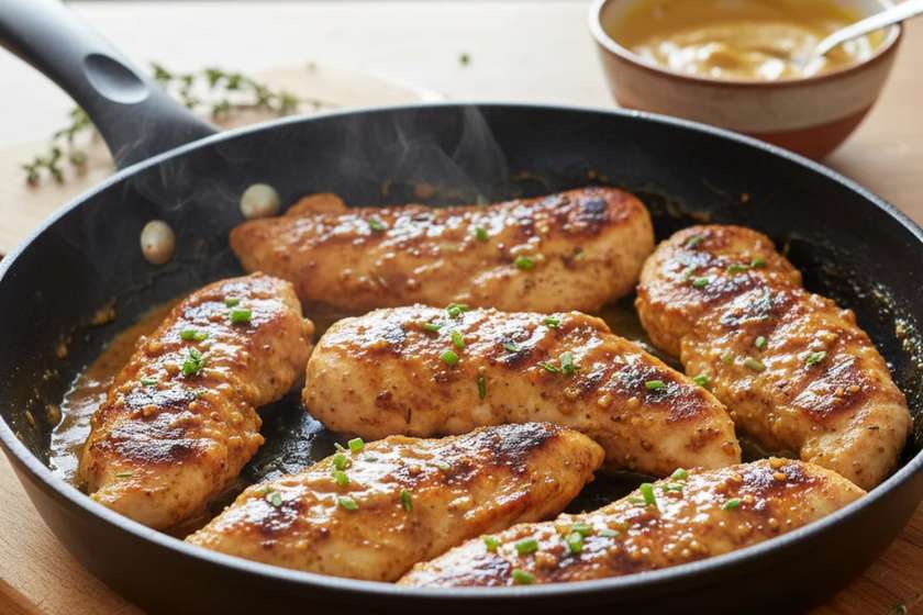 15-minute healthy dinners honey mustard chicken skillet with golden sauce