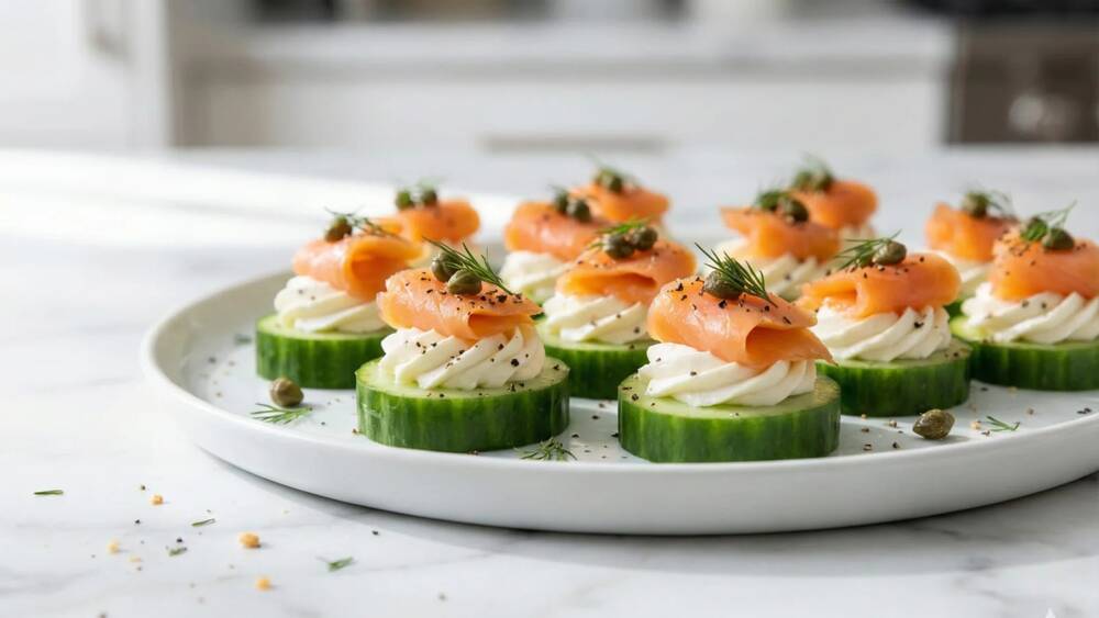 smoked salmon cucumber bites with cream cheese dill capers elegant appetizer