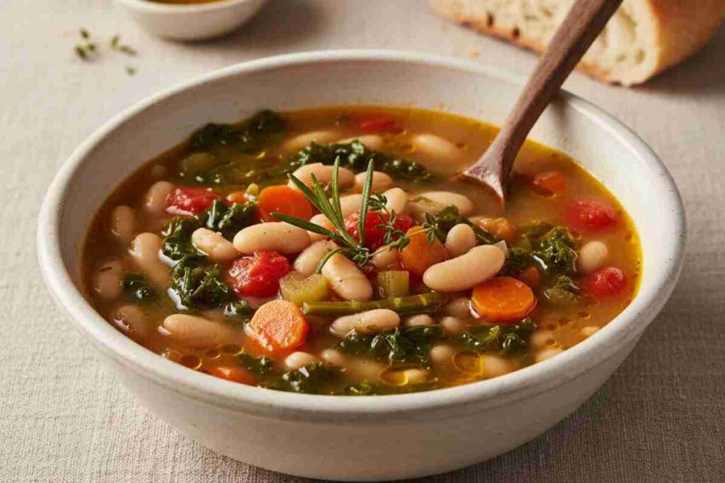 easy vegan dinners tuscan white bean soup Italian professional photography