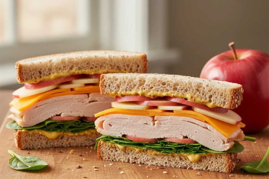 healthy sandwich recipe apple cheddar turkey on whole grain