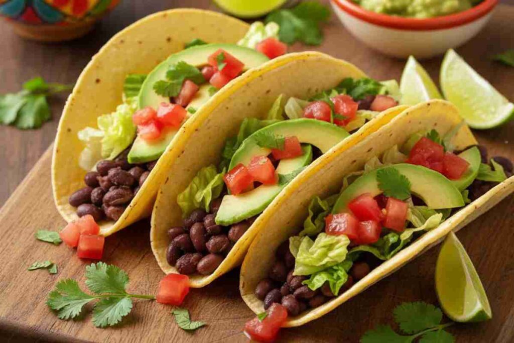 easy vegan dinners black bean tacos Mexican professional food styling