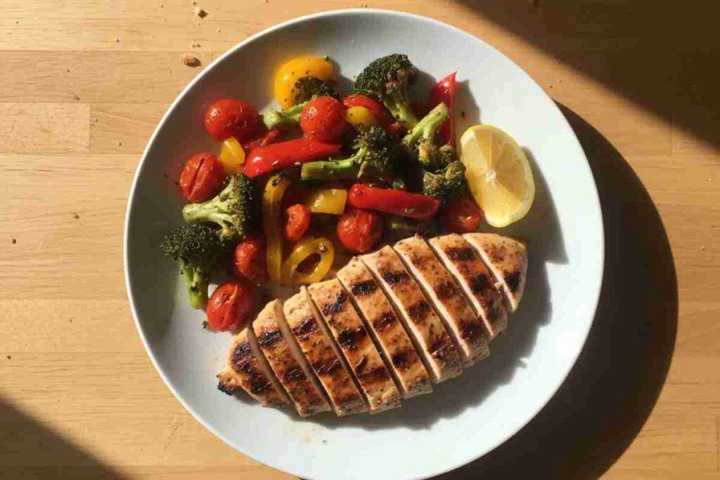 healthy dinners lemon grilled chicken roasted vegetables home cooked