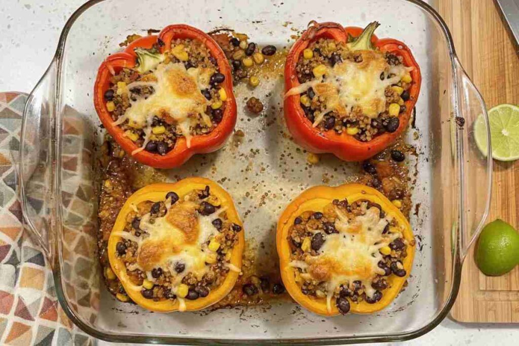 healthy dinners stuffed bell peppers quinoa beans vegetarian baked