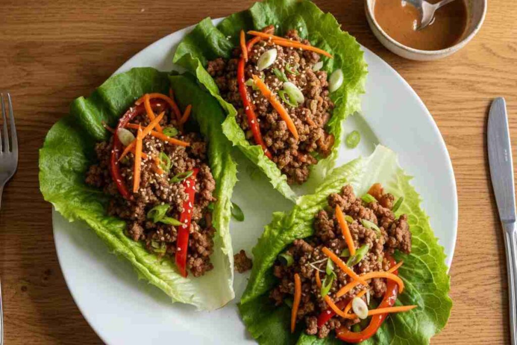 healthy dinners ground beef lettuce wraps low carb asian inspired