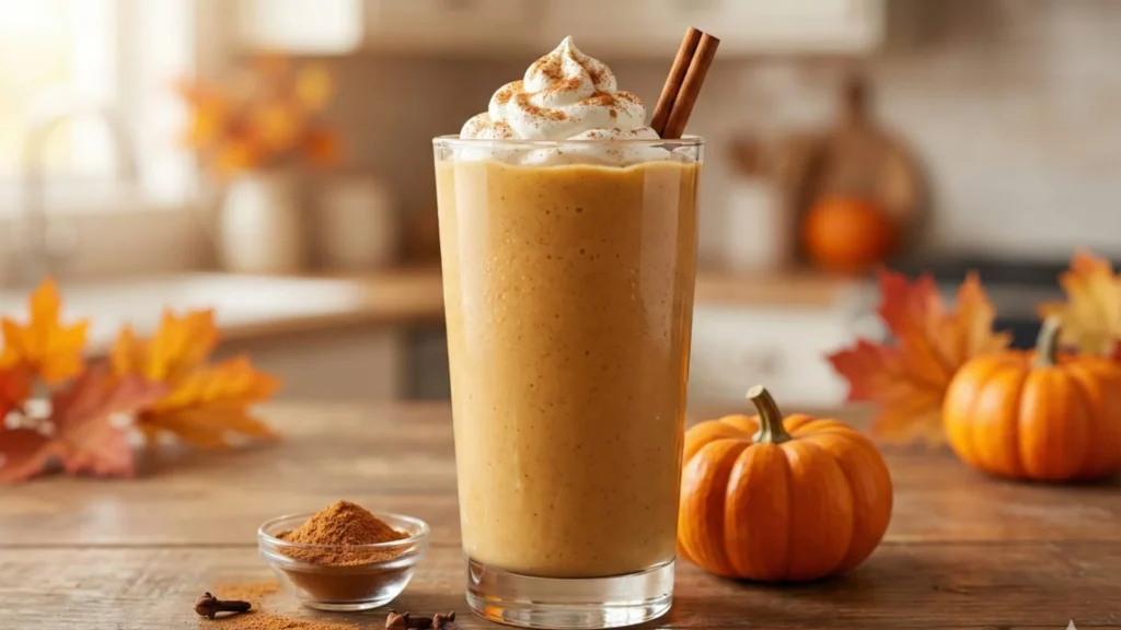 pumpkin spice protein breakfast smoothie for weight loss fall recipe high fiber