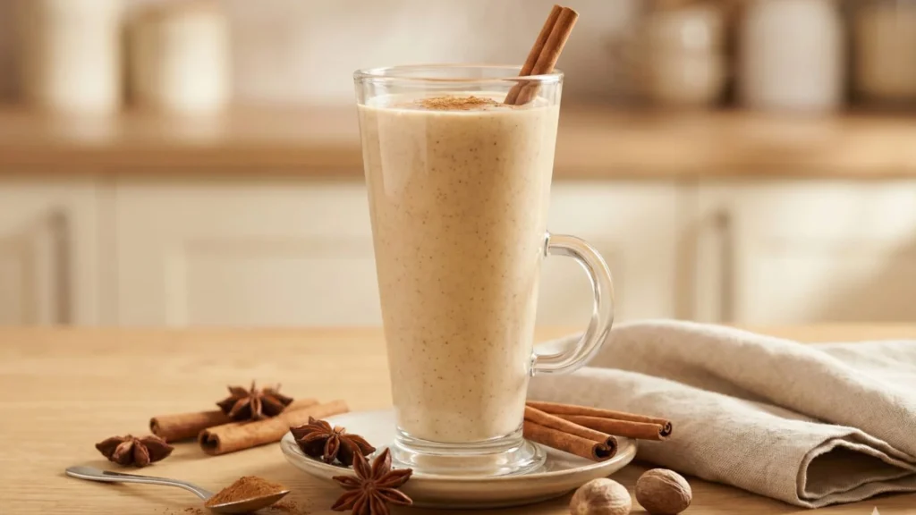 chai spice protein breakfast smoothie for weight loss cinnamon nutmeg recipe