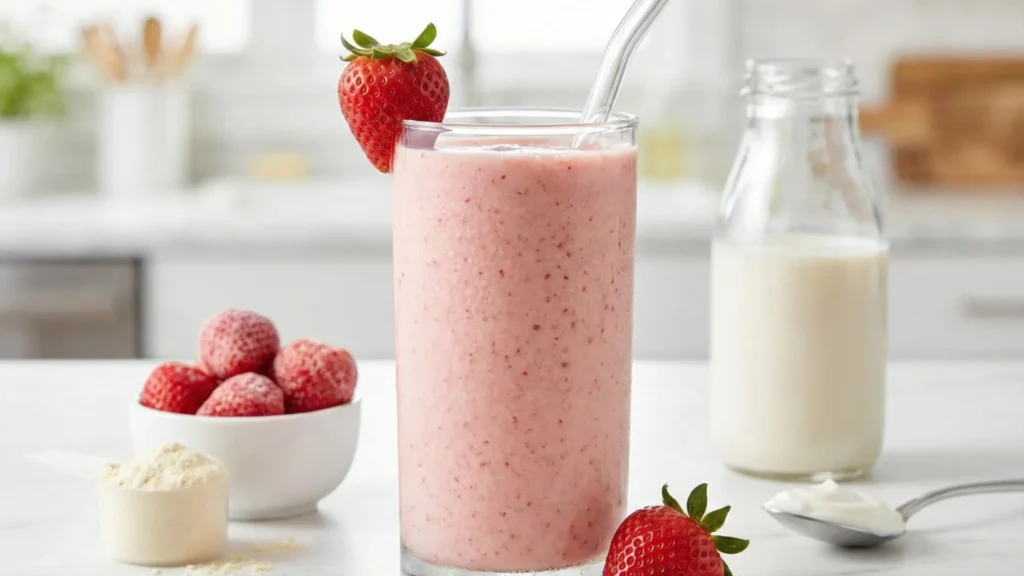 strawberry cheesecake breakfast smoothie for weight loss healthy protein recipe