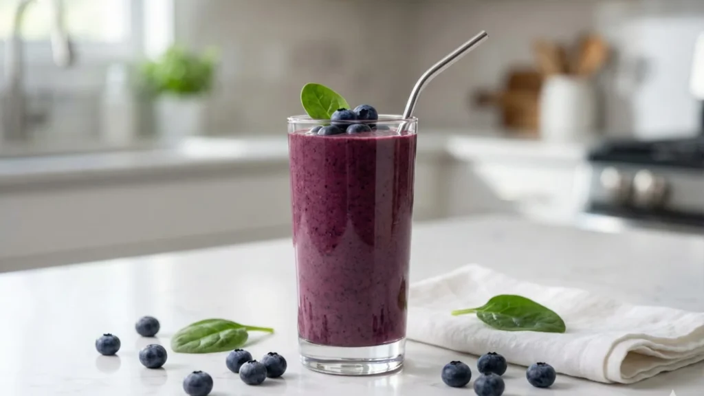 blueberry spinach power breakfast smoothie for weight loss antioxidant rich protein