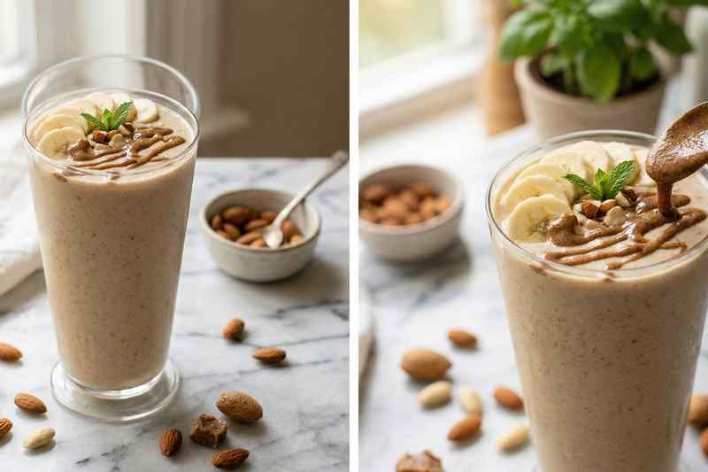 Almond butter banana smoothie energy boosting breakfast