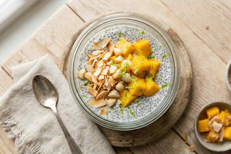 Chia seed pudding with mango energy boosting breakfast
