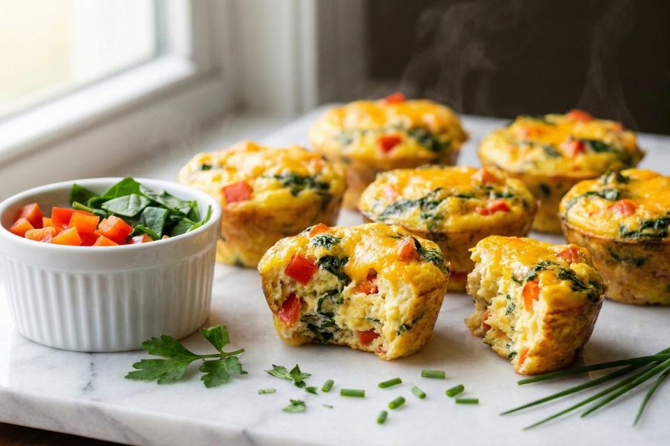 Low calorie high protein egg veggie breakfast muffins