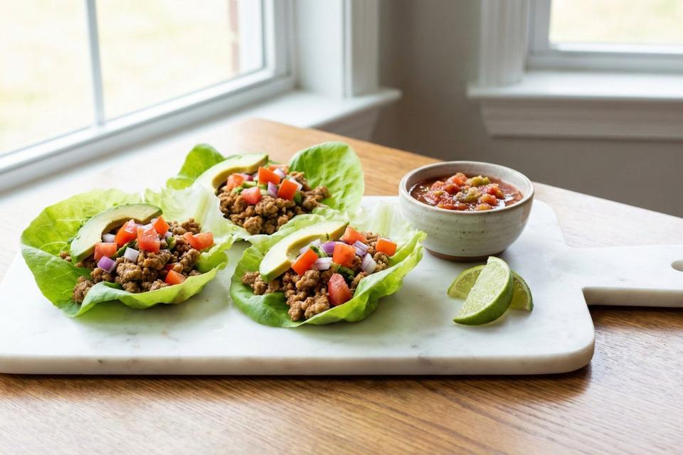 Low calorie high protein turkey lettuce wraps with avocado