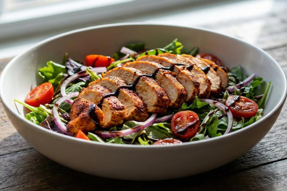 Low calorie high protein spicy grilled chicken salad
