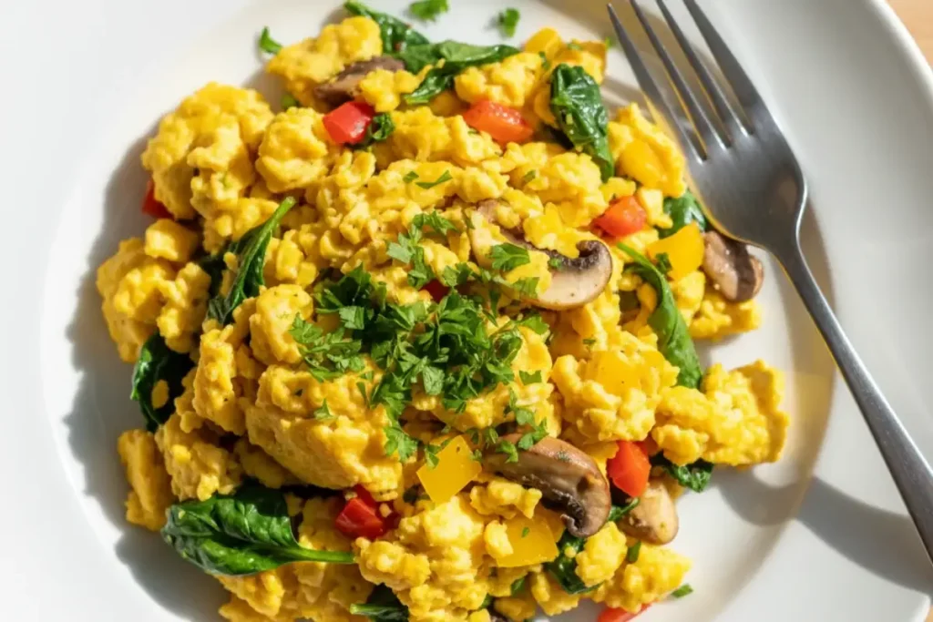 veggie egg scramble with turmeric for PCOS
