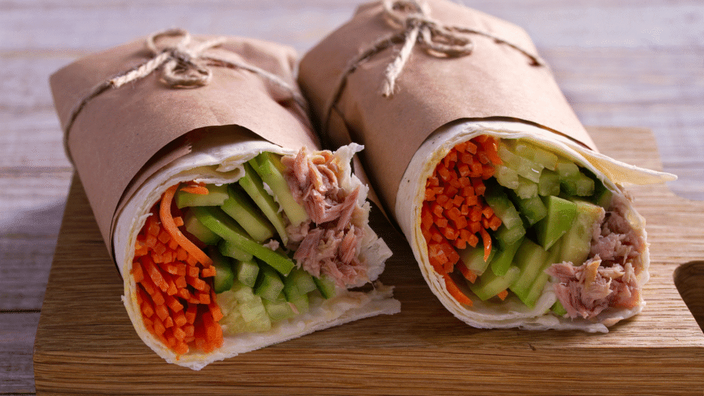 Tuna Avocado Salad Wraps – high protein low calorie meal with fresh veggies