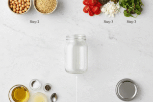 High protein vegetarian meal ingredients with chickpeas lentils and fresh vegetables