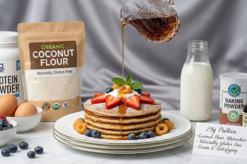 Luxury gluten free protein pancakes fine china 26g protein elegant syrup cascade