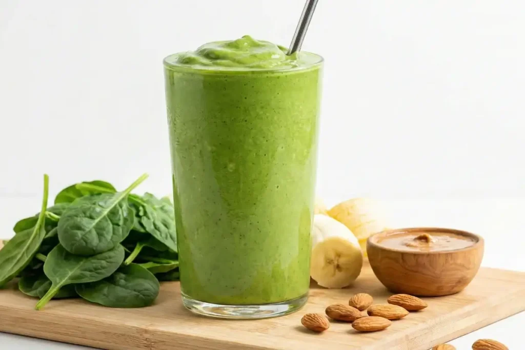 High protein gluten free green smoothie in glass