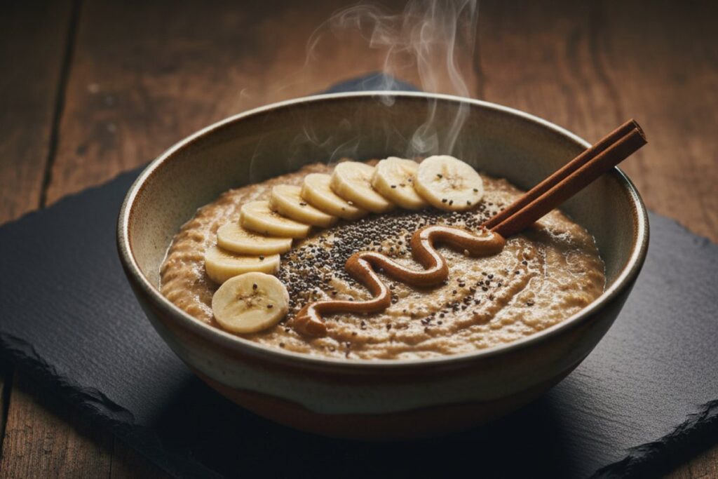 Moody protein oatmeal 25g protein high quality food photography egg-free