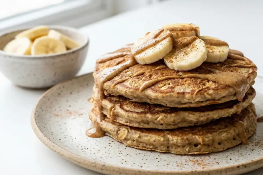 Banana oat high protein gluten free pancakes