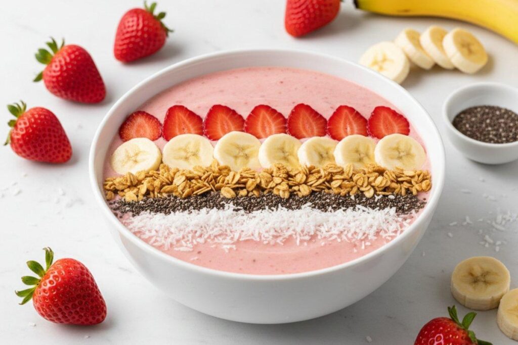  Classic strawberry banana smoothie bowl, simple and delicious