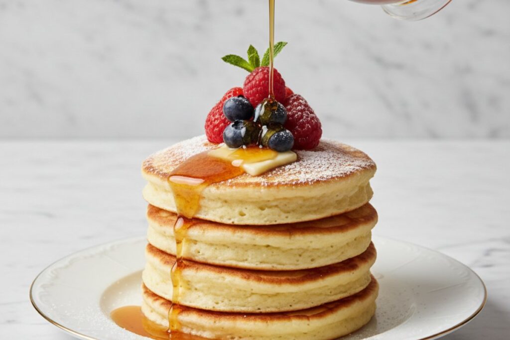 Luxury cottage cheese pancakes 30g protein 8K food photography no eggs