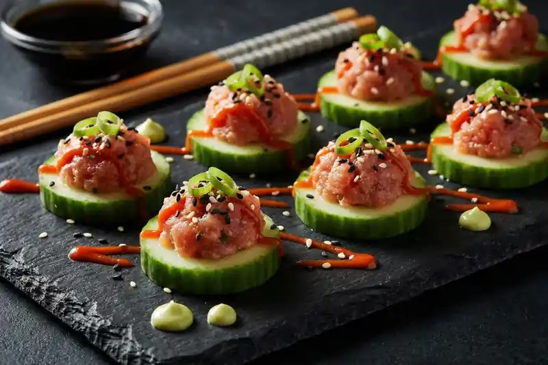  Spicy Tuna Cucumber Rounds