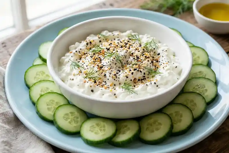 Cottage cheese cucumber bowl 150 cal 14g protein