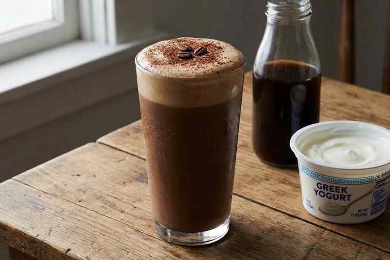 Coffee protein smoothie combining caffeine and 27g protein, no powder