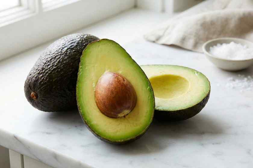 Fresh avocado halves hormone balancing foods healthy fats for progesterone production