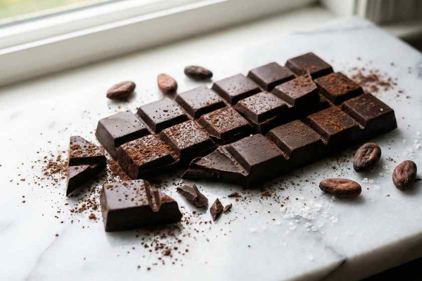 Dark chocolate 85 percent cacao hormone balancing foods for cortisol and mood regulation