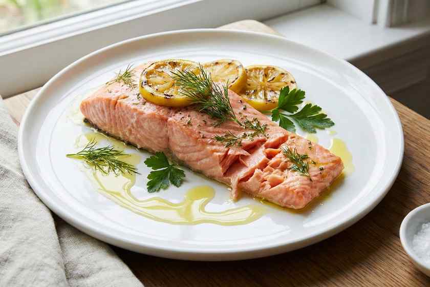 Wild caught salmon fillet hormone balancing foods for cortisol stress hormone regulation