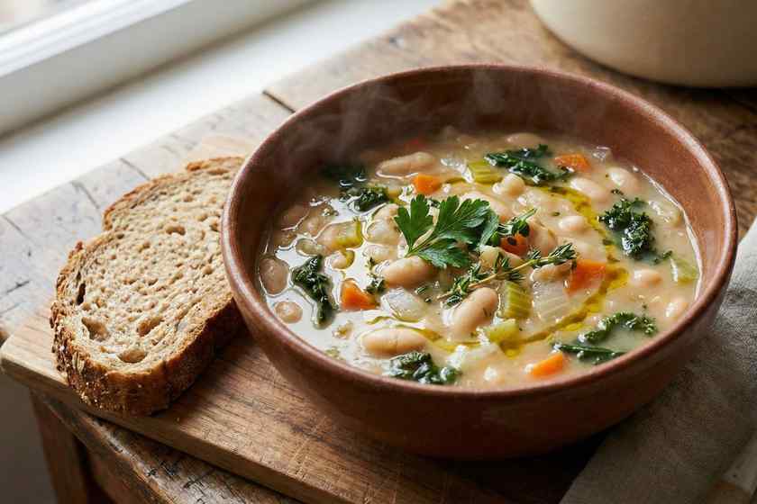 Centenarian bean soup white beans vegetables kale longevity diet blue zone centenarian recipe