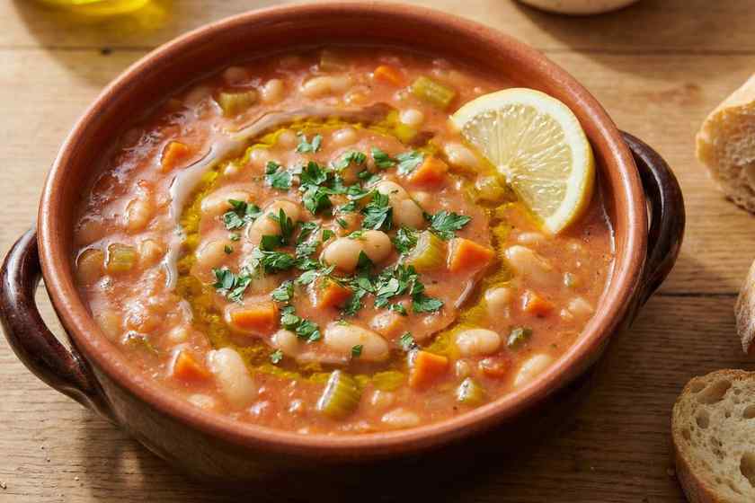 Greek fasolada white bean soup longevity diet Ikarian blue zone centenarian recipe