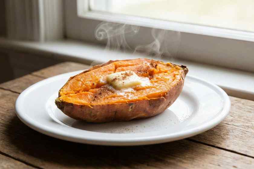 Baked sweet potato hormone balancing foods for progesterone thyroid function vitamin A support
