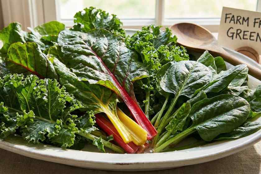 Fresh leafy greens spinach kale Swiss chard hormone balancing foods for liver detoxification