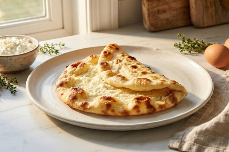 Easy cottage cheese flatbread recipe with 2 ingredients and 25g protein