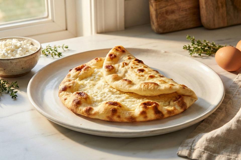 Easy cottage cheese flatbread recipe with 2 ingredients and 25g protein