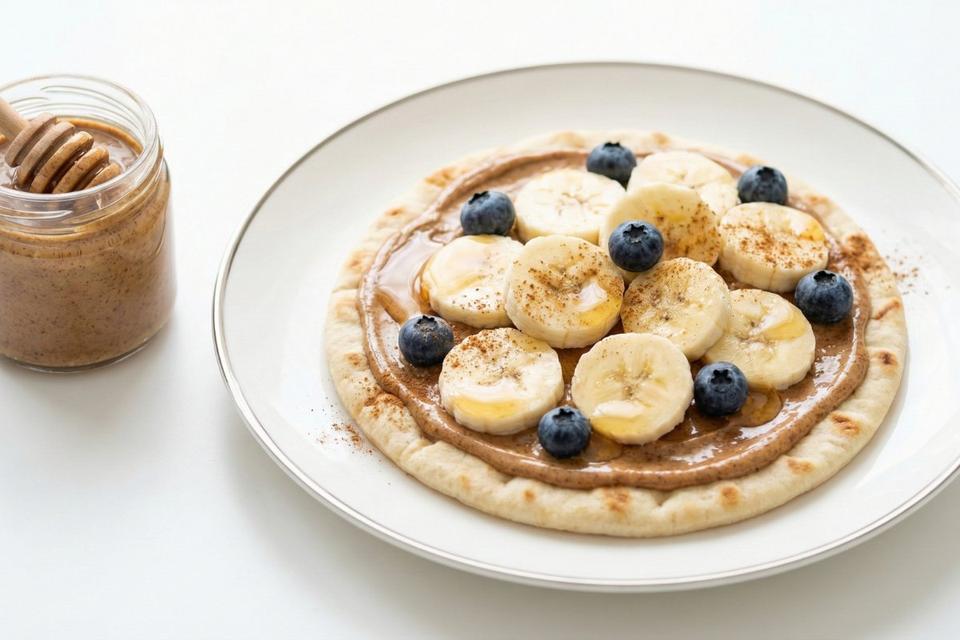 Sweet cottage cheese flatbread recipe with almond butter and banana