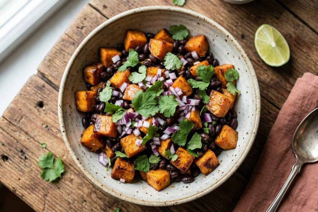 black bean sweet potato bowl healthy meal prep