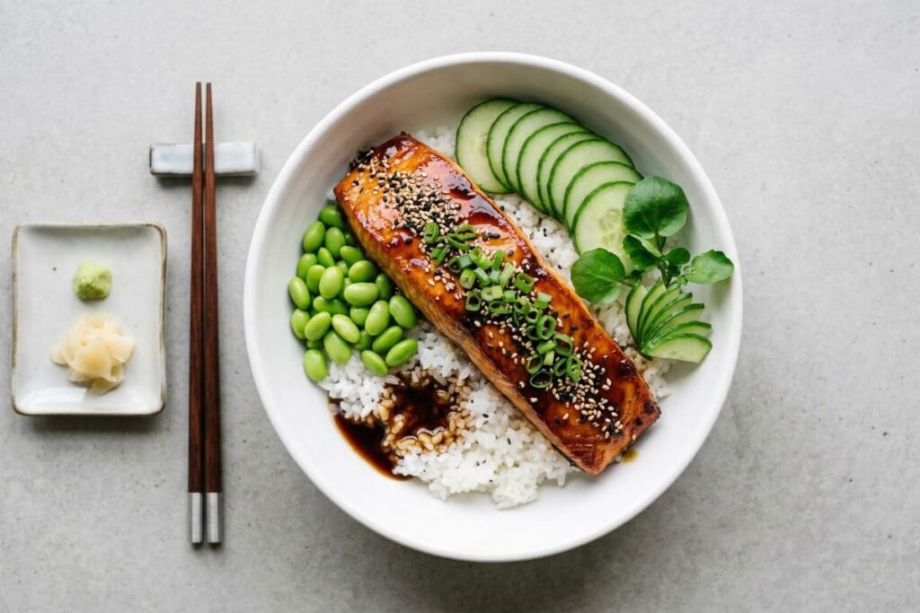 teriyaki salmon bowl 5 ingredient healthy meal